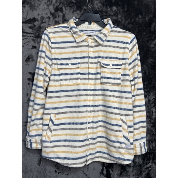 Dictionary Other - Dictionary Men's Large Stripe Fleece Shacket Snap Shirt Jacket Preppy Southweste